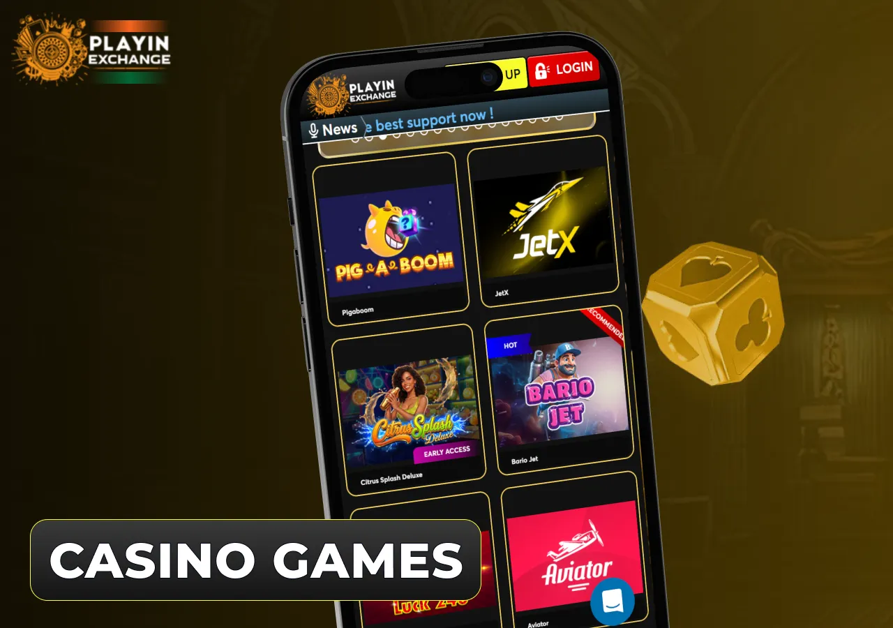 The casino library includes slots, table games and other popular titles.